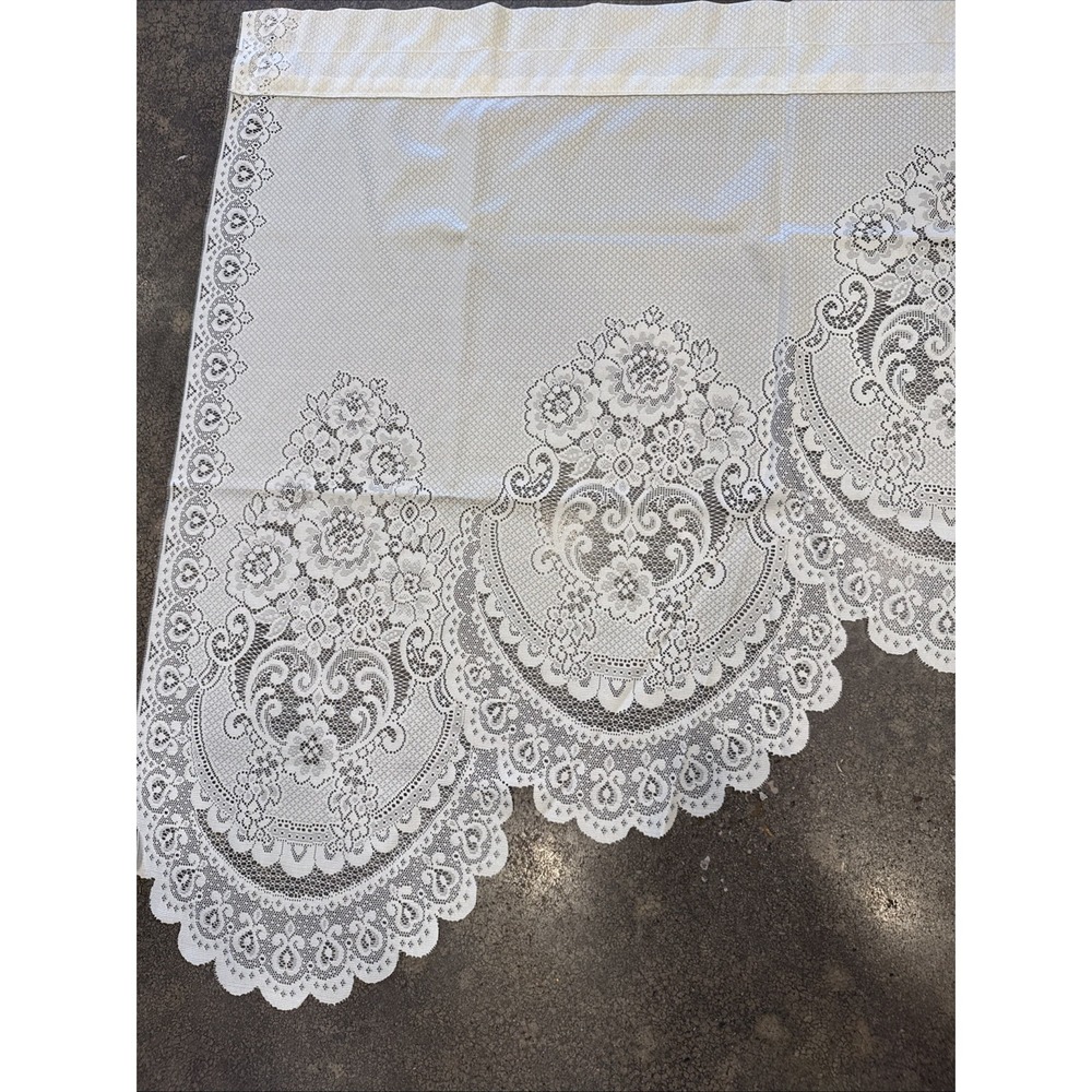 Vintage J.c. penney 78x30 inch Ecru Eva Valences Elizabeth Gray - Picture 3 of 6